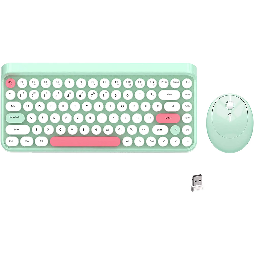 Colorful Wireless Mini Retro Typewriter Keyboard — 2.4GHz Round Keycap Membrane Keyboard for Women & Students | OEM 3000 MOQ