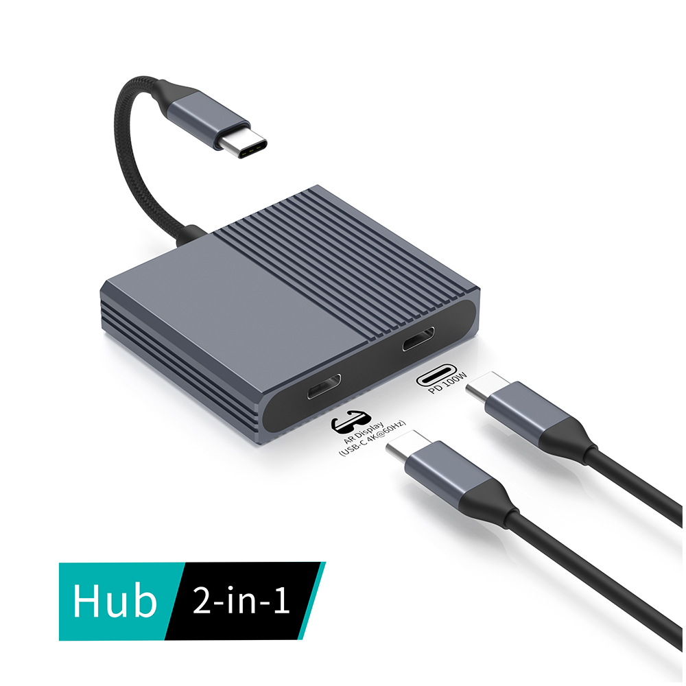 2‑in‑1 USB‑C AR Display Docking Station, Type‑C Hub with AR Display 4K@60Hz Video Output & PD 100W Pass‑Through Charging, Aluminum Portable Adapter for AR Smart Glasses, Laptops, Smart Phones